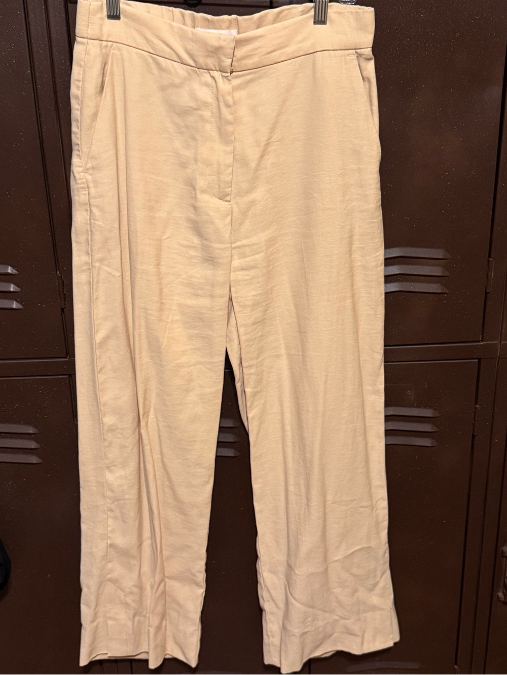 H&M Hi Rise Linen Blend Straight-Leg Pants